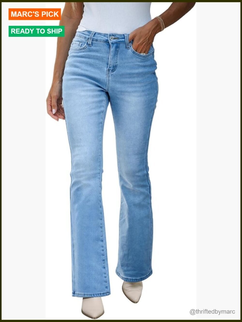 High Waist Bootcut Fleece Lined Jeans Stretchy Thermal Winter Pants